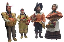 Vintage Midwest of Cannon Falls Thanksgiving Pilgrims and  Indians Couple Set 4 picture