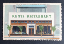 Kents Restaurant Postcard c1940s Deckled Edge Atlantic City NJ Linen Curt Teich picture