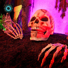 1.3-FT ANIMATRONIC GIANT TALKING SKELETON WITH HANDS HALLOWEEN PROP 2026 NEW picture
