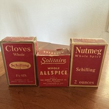 Vtg Schilling Solitaire Litho Spice Box Lot of 3 1950s picture
