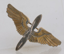 WW2 STERLING SILVER 925 US ARMY AIR CORP AVIATOR CADET WINGS PIN (GT) picture