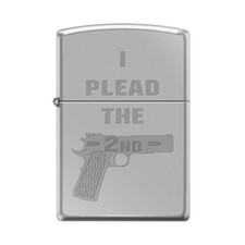 Zippo Lighter - I Plead The 2nd High Polish Chrome picture