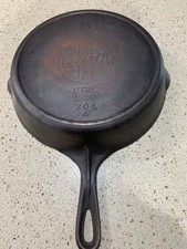 GRISWOLD #8 Slant Logo Cast Iron Skillet Pan Smooth Bottom 704A 1909-1916 picture