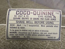 Vintage Eli Lilly COCO-QUININE Drug Store/Pharmacy Label (Unused) picture