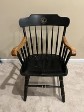 Vtg Eastern Mennonite College Captain’s Chair Two tone Northern Hardwoods RARE picture