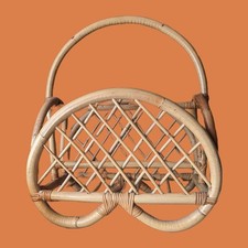 Vintage 1950s Paul Frankl for Pretzel Rattan Bent Bamboo Magazine Holder picture