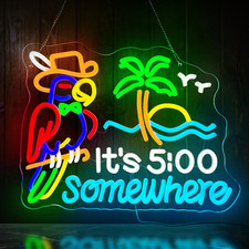 Parrot Its 5 O'Clock Somewhere Sign Neon - Bar Beer Neon Sign for Wall Decor picture