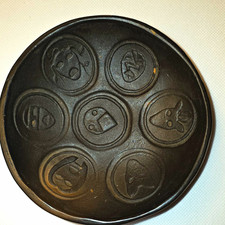 Dean Reed Cherokee Signed Handmade Pottery Bowl w/ Face & Animal Medallions picture