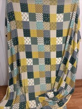 Vtg Granny Core Patchwork Look Multi Color Fabric-Coverlet W/ Trim -180” X 102” picture