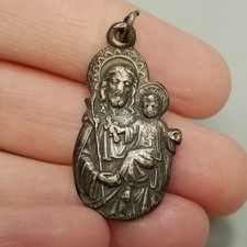 Vintage Saint St Joseph of Mount Royal Medal Pendant Charm Silver Tone  picture