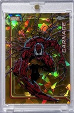 2026 Topps Chrome Marvel Comics Sapphire Edition CARNAGE 50/50 Gold Bookend picture