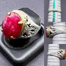 Fine 99% Pure Sliver Antique Near Eastern Ring With Natural Heated Burmese Ruby picture