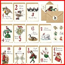 Whaline 12 Pcs Christmas Greeting Cards, Vintage 12 Days Of Christmas picture