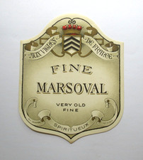 Vintage French Wine Label Fine Marsoval Very Old Fine Spiritueux France picture