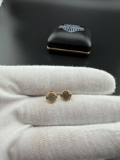 Harley Davidson Stamper 10kt Yellow Gold Small Bar & Shield Logo Stud Earrings picture