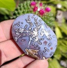 Mozambique Tube Agate Palm Stone,Gorgeous 44g Natural Pink/Blue Swazi Tube Agate picture