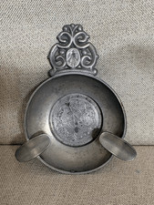Vintage Rein Zinn German Pewter Tastevin Wine Taster Cigar Tray Angel Medallion picture