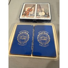 Vintage Tiffany West Virginia University Bridge Playing Cards 2 Decks Blue Gold picture