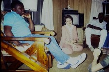 c1980's 35mm Slide Film, People Gathering Living Room Television Man Woman picture
