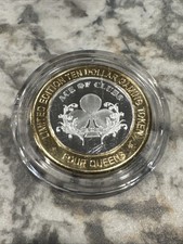 Four Queens Limited Ed Silver Strike  $10 Gaming Token Ace Of Clubs picture
