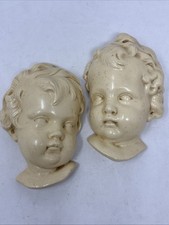 Vintage Coventry Ware Girl & Boy Child Cherub Chalkware Wall Plaque Hanging picture