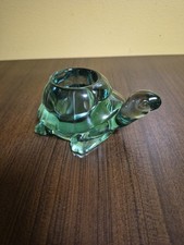 Vintage Green Indiana Glass Turtle tea light votive candle holder heavy cute picture