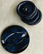 Vintage 1940s French Blue Marbled Casein Art Deco Overcoat Buttons Mixed Lot 5 picture