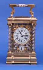 c.1890 French Anglaise Riche Cased Carriage Clock with Military Trophies. picture