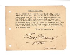 PRISONER TOM MOONEY 31921 SCARCE AUTOGRAPH ON ALBUM PAGE JAN.21 1935 picture
