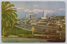Los Angeles Civic Center Freeway Interchange CA Chrome Postcard 1950s picture