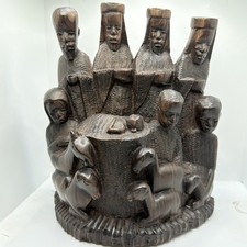Tanzanian Makonde Nativity Hand Carved African Blackwood Mpingo Wood Sculpture picture