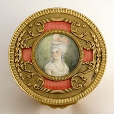 Antique French Miniature Portrait Box Pink Enamel Gilt Bronze Ormolu Glass picture
