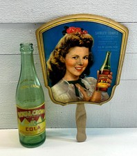Vintage RC Cola Bottle & Shirley Temple Advertising Fan - 1940s Soda Memorabilia picture