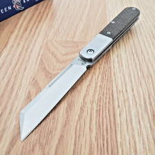 Queen Large Barlow Folding Knife Bohler M390 Steel Blade Brown Micarta Handle picture
