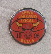 Vintage Chicago Bulls APWU American Postal Workers Union Post Office Pin Back picture