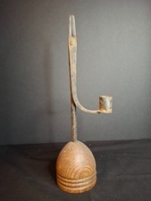 Antique 18th C Wrought Iron Rushlight Candle Holder Hand Forged Early Lighting picture