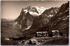 Kl Scheidegg Wetterhorn Mountain Building Residences Real Photo RPPC Postcard picture