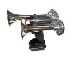 Dual Trumpet Air Horn Prop. Handheld. 12V Battery and Charger Included picture