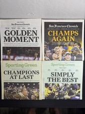 2015 and 2017 Golden State Warriors SF Chronicle NBA Champion Newspapers picture
