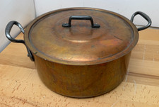 Vintage Baumalu French Copper Stock Pot 11.5” Tin Lined Dutch Oven w/Lid picture