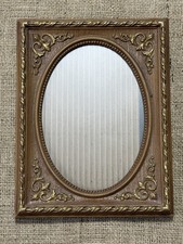 Victorian Faux Wood-Gold Ornate Oval-in-Rectangular Table Top Picture Frame picture