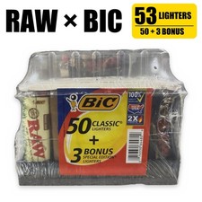 RAW BIC Lighters Bulk 50 Pack + 3 Bonus Classic Maxi Full Size Display Tray picture