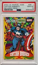 2020 UD MARVEL AGES DECADES 1960s CAPTAIN AMERICA D6-1 PSA 10 GEM MINT POP = 2 picture