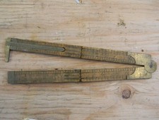 Vintage Brass & Boxwood 4 Fold Caliper Rule picture