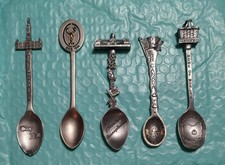 Lot Of 5 Pewter Souvenir Spoons picture