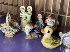Vintage Ceramic Figurine Lot Deer Duck Goose Kitsch Cottagecore Animals 9pc picture