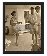 PRESIDENT JOHN F. KENNEDY AND JACKIE 1953 8X10 SEPIA FRAMED PHOTO picture