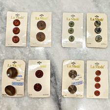 Vintage Lot of Original La Mode Italian Plastic Sewing Buttons, 8 Cards (Lot 5) picture