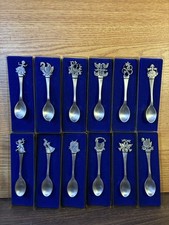Vintage Rawcliffe Fine Pewter 12 Days of Christmas Spoon Complete Original Boxes picture