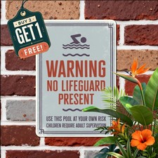 Lifeguard On Duty Swimming Pool Sign Rustic Summer Beach Decor Metal Plaque picture